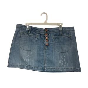 Vintage Y2K Old Navy Micro Mini Denim Skirt Button 100% Cotton Sz 16